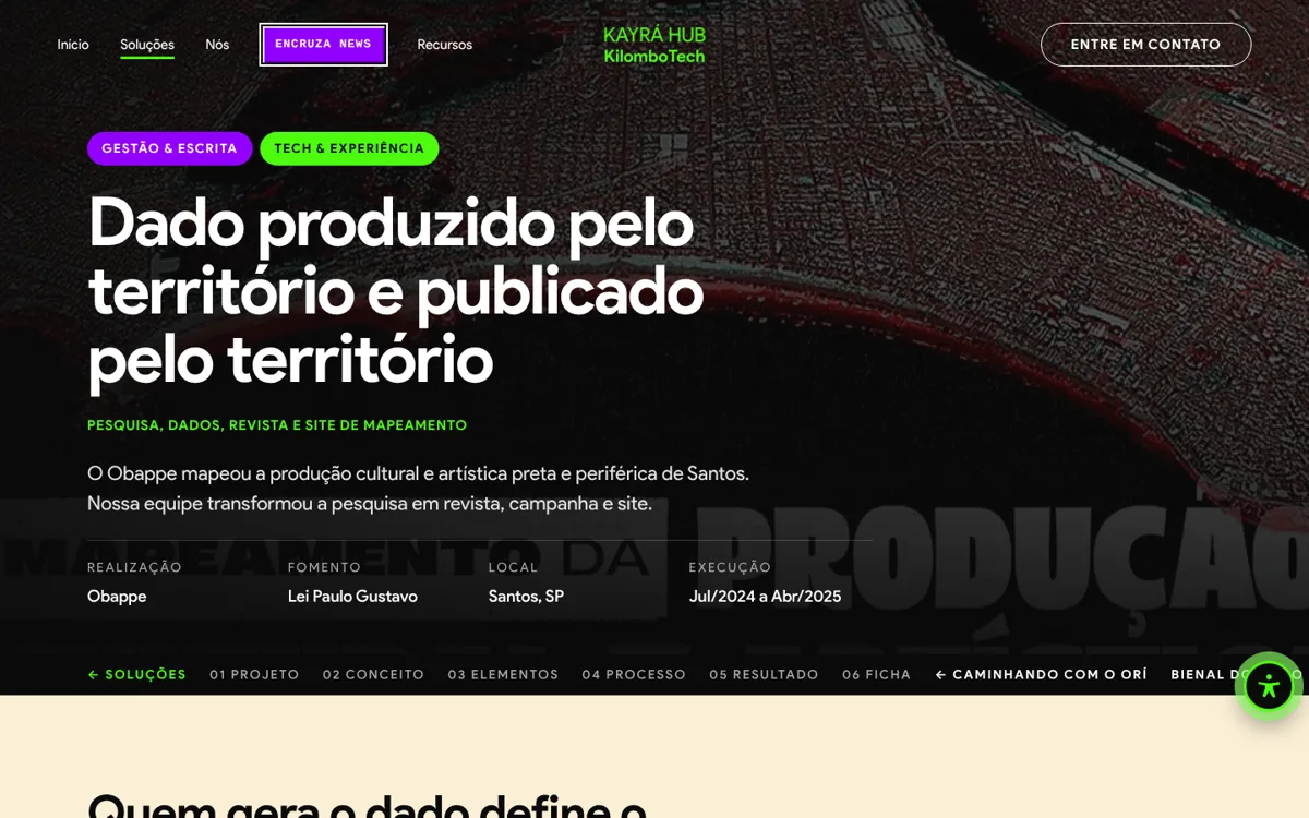 Página do projeto Olhares Periféricos