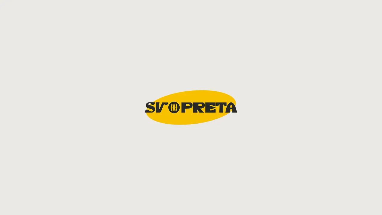 Assinatura SV Preta em amarelo e preto sobre fundo claro
