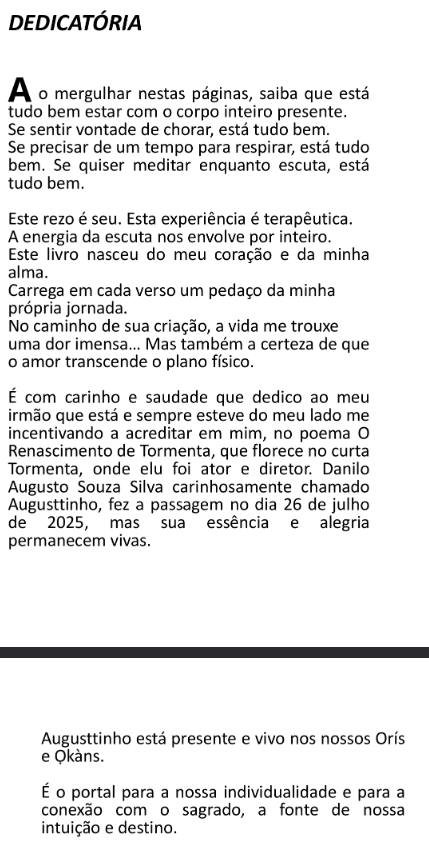 Página de dedicatória do livro