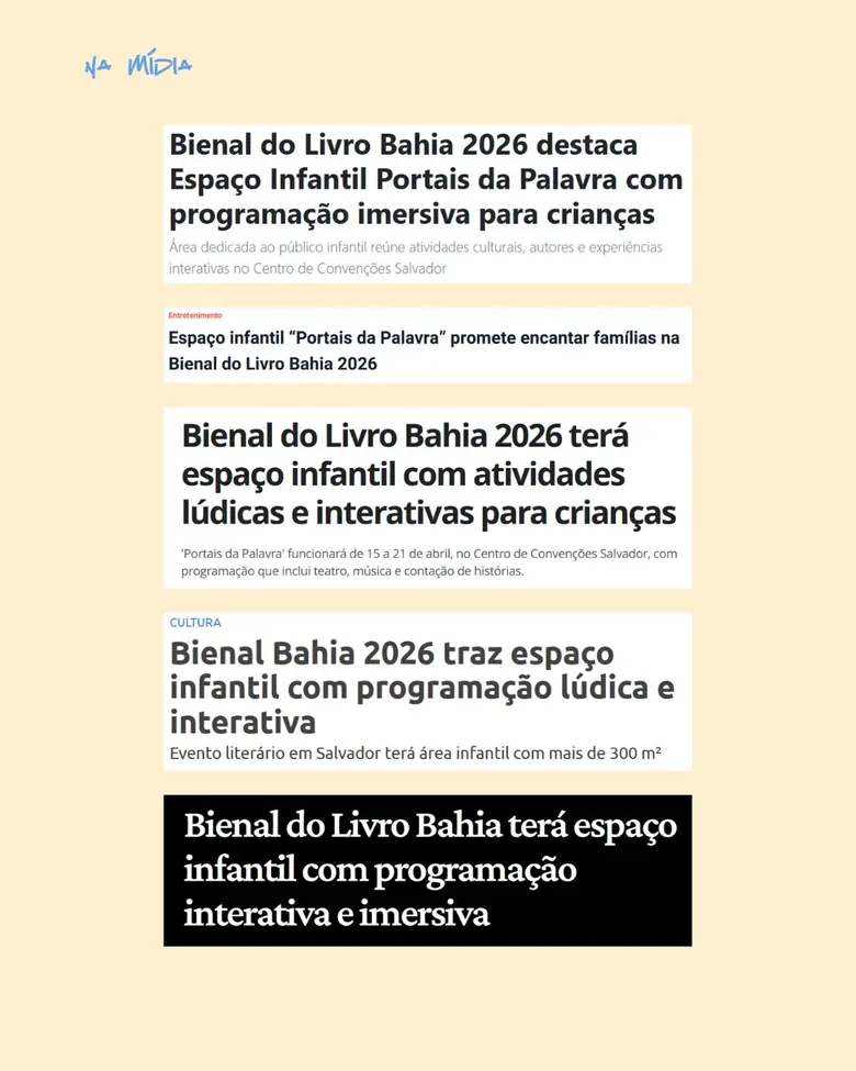 Recortes de matérias da imprensa sobre o espaço infantil