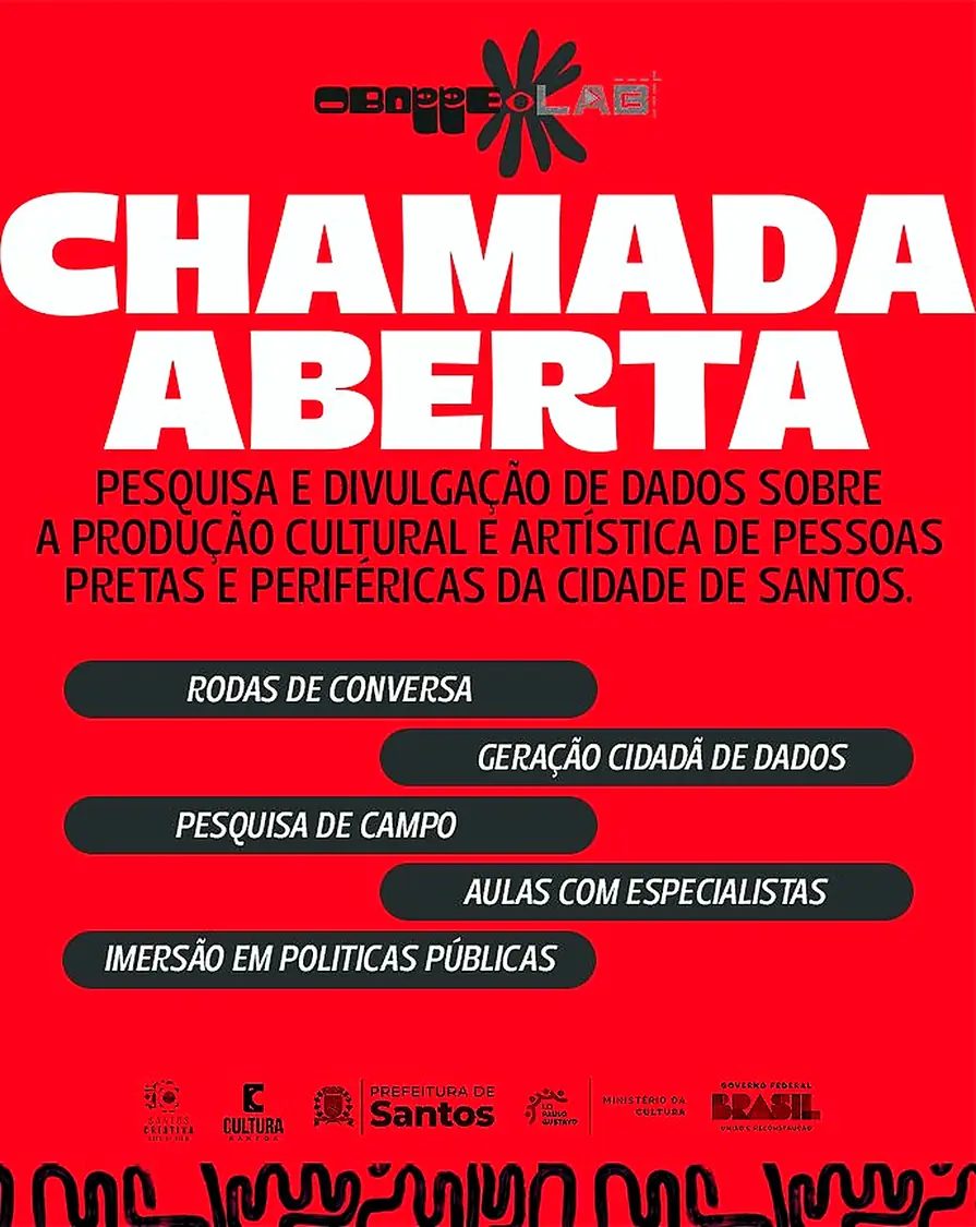 Peça Chamada aberta do Obappe Lab, com rodas de conversa, geração cidadã de dados e pesquisa de campo