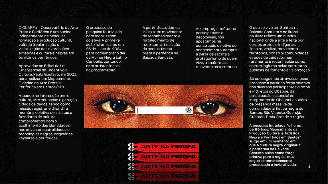 Página de apresentação da revista, com retrato de olhos e texto em colunas